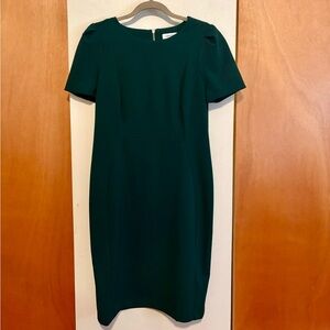 Calvin Klein dark green fitted chic dress, women’s sz 12